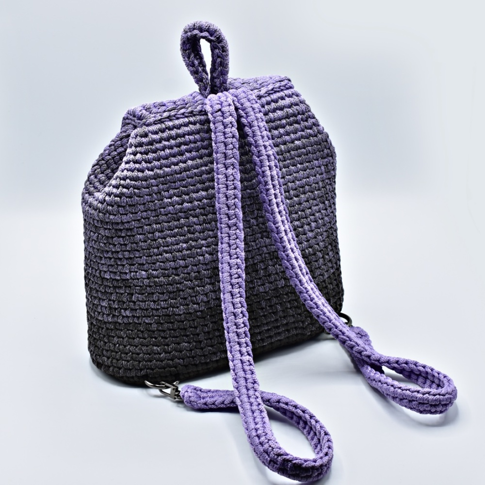 💕 Handmade Backpack in Lilac and Gray Melange - Picture 3 of 5